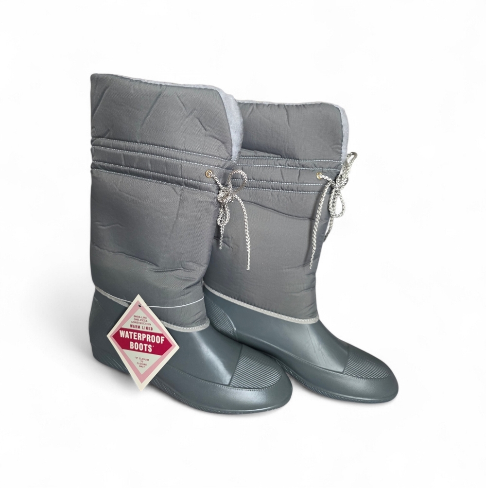 New Waterproof Gray Warm Lined Winter Boots Girls Size 6